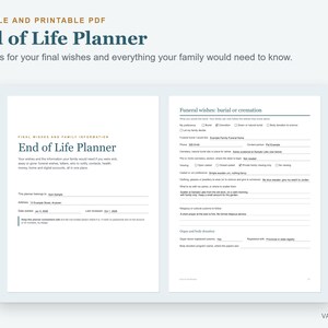 End of Life Planner Fillable PDF, Final Wishes Planner, Just in Case Binder, Printable Bild 2