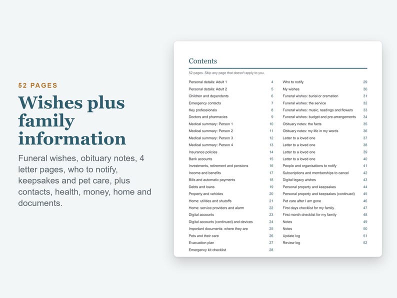 End of Life Planner Fillable PDF, Final Wishes Planner, Just in Case Binder, Printable Bild 4