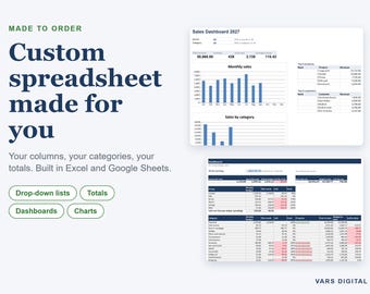 Custom Spreadsheet Template Made for You, Excel Tracker or Dashboard Built to Your Columns