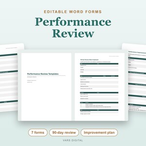 Performance Review Template, Employee Evaluation Forms in Word, 90 Day Review and Self Assessment image 1