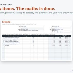 Window Cleaning Pricing & Job Costing Excel Template, Quote Generator, Profit Tracker (Digital Download) image 3