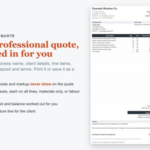 Window Cleaning Pricing & Job Costing Excel Template, Quote Generator, Profit Tracker (Digital Download) image 2