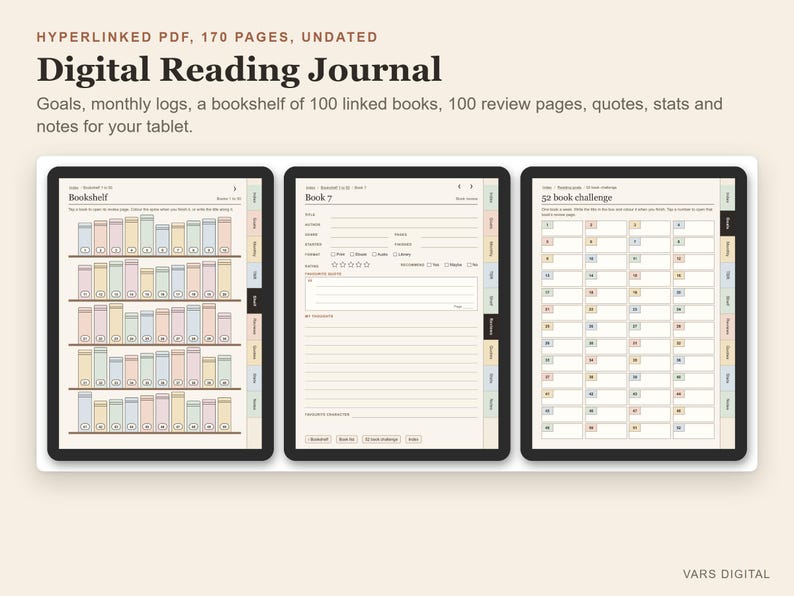 デジタル読書ジャーナル、日付なしハイパーリンク付きPDF（タブレット、本棚、100冊の書評用） 画像 2