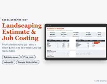Landscaping Estimate Template Excel, Landscape Quote & Job Costing Spreadsheet