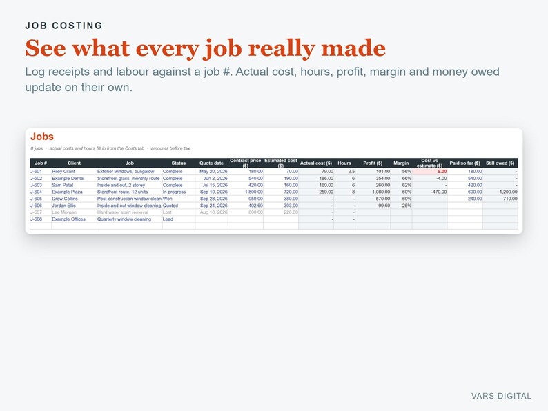 Window Cleaning Pricing & Job Costing Excel Template, Quote Generator, Profit Tracker (Digital Download) image 4