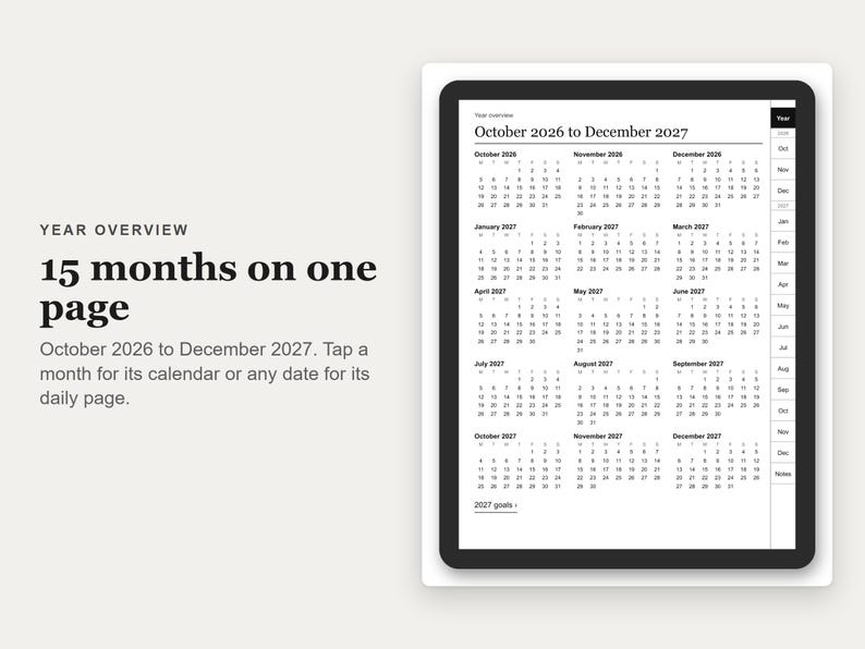 Digitale planner 2027, PDF met hyperlinks voor e-ink tablets (oktober 2026 - december 2027) afbeelding 5