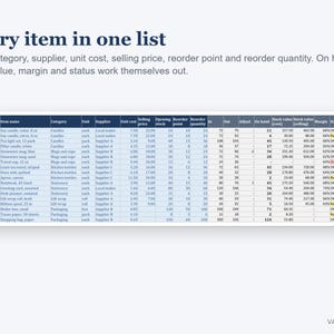 Inventory Spreadsheet, Stock Tracker with Reorder List, Stock In and Out Log (Excel) bild 2