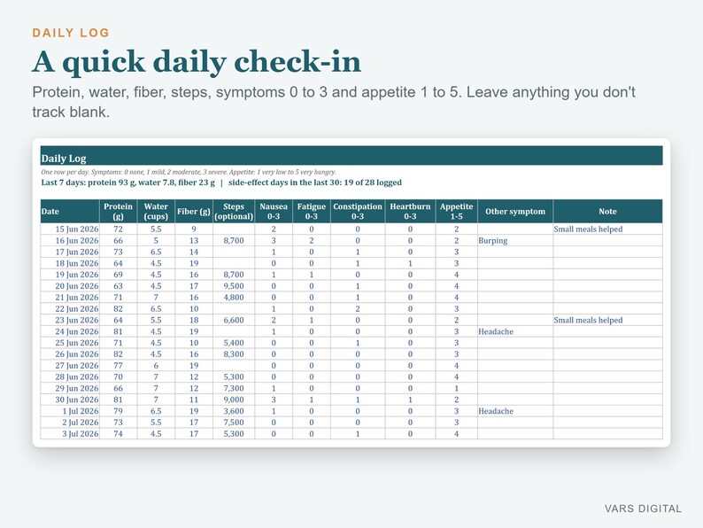 GLP1 Tracker Spreadsheet, Injection Log, Weight Loss Tracker, Dose and Side Effect Log (Excel) image 7