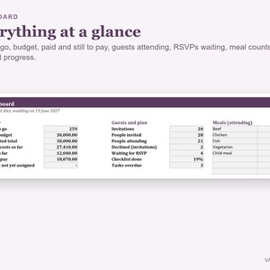 Hochzeitsplaner-Tabelle, Budget, Gästeliste, Dienstleister, Checkliste (Digitaler Download) Bild 3