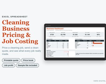 Cleaning Business Pricing Calculator Excel, Cleaning Quote Template & Job Profit Tracker