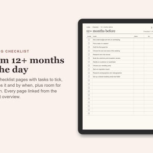 Digital Wedding Planner, Undated Hyperlinked PDF for Tablets, Budget, Guest List, Vendors, Checklist zdjęcie 6