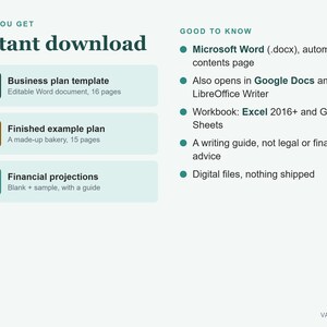 Startup Business Plan Template Word, Financial Projections Excel (Digital Download) image 9