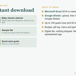 Baby Shower Planner Spreadsheet, Guest List, RSVP and Budget Tracker, To Do List, Excel image 5