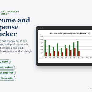 Small Business Income Expense Tracker, Profit & Loss, Sales Tax Log (Excel) image 1