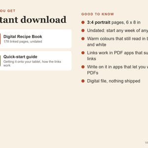 Digital Recipe Book, Undated Hyperlinked PDF Cookbook for Tablets, Meal Planner and Shopping List image 8