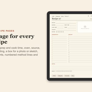 Digital Recipe Book, Undated Hyperlinked PDF Cookbook for Tablets, Meal Planner and Shopping List image 3
