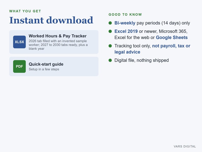 Timesheet Template Excel, Work Hours Tracker & Paystub Checker for Hourly Workers image 5