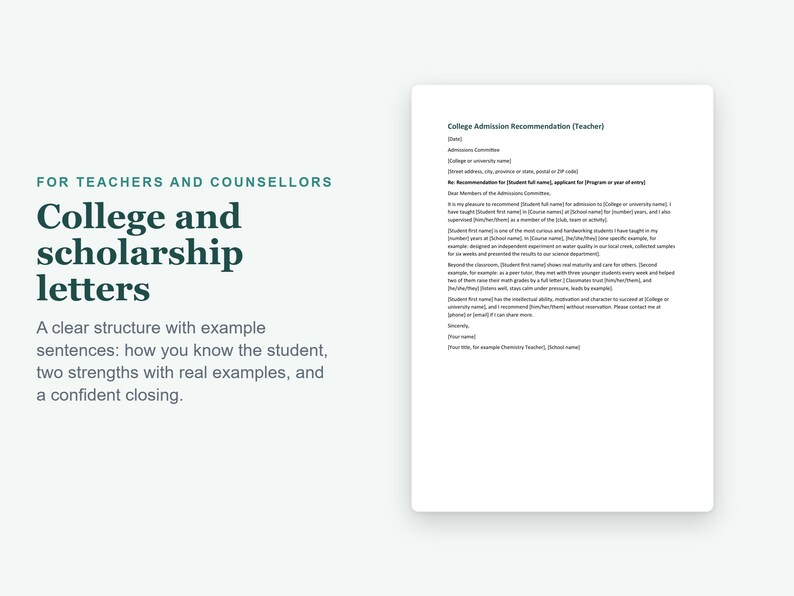 Modèles de lettres de recommandation, 12 lettres Word modifiables pour les études supérieures, l'emploi et les références personnelles image 3