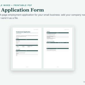 Plantilla de solicitud de empleo, formulario de solicitud de empleo editable en Word y PDF imprimible para contratación. imagen 2