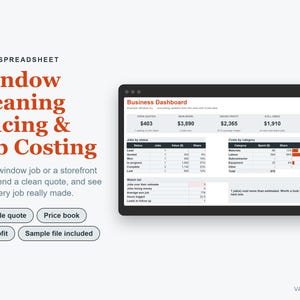 Window Cleaning Pricing & Job Costing Excel Template, Quote Generator, Profit Tracker (Digital Download) image 1