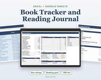 デジタル読書トラッカースプレッドシート、星評価付き読書日記、読みたい本リスト（Excel/スプレッドシート）