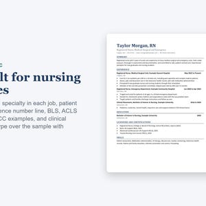 Plantilla de currículum de enfermera en Word, currículum de enfermera registrada compatible con sistemas ATS, con carta de presentación y referencias. imagen 3
