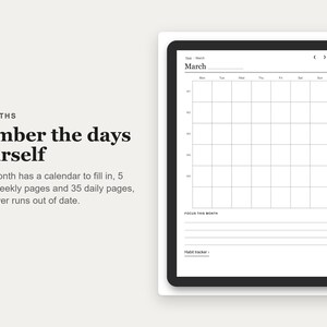 Undated Digital Planner, Hyperlinked PDF for E-Ink Tablets, Portrait, Daily Weekly Monthly, Habit Tracker image 5