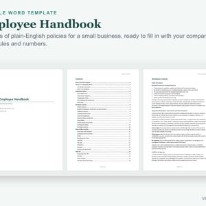 Mall för personalhandbok för småföretag, redigerbar Word-manual för HR-policy med onboardingformulär bild 2