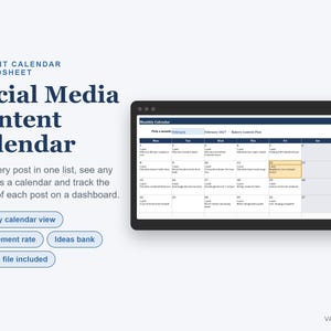 Social Media Content Calendar Spreadsheet, 2027 Planner with Analytics (Digital Download) Bild 1