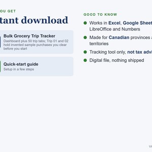 Grocery Budget Tracker Spreadsheet Canada, Bulk Shopping Trip Log with Sales Tax, Excel image 4