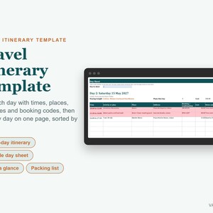 Reiseplanvorlage, Tagesplaner, Packliste (Excel) Bild 1