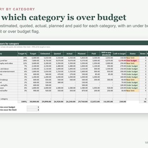Wedding Budget Spreadsheet, Track Costs, Deposits, Payments (Excel) image 4