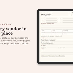 Digital Wedding Planner, Undated Hyperlinked PDF for Tablets, Budget, Guest List, Vendors, Checklist zdjęcie 5