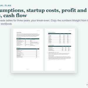 Startup Business Plan Template Word, Financial Projections Excel (Digital Download) image 6