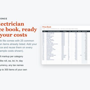 Modèle Excel de devis d'électricien, tableur de calcul des coûts et des devis de travaux électriques image 6