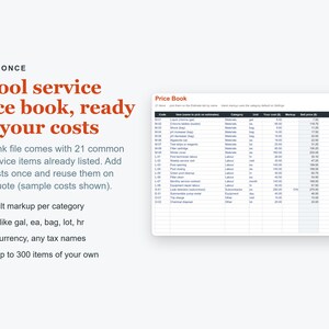 Pool Service Business Spreadsheet, Excel Pricing Quote & Job Costing Template image 6