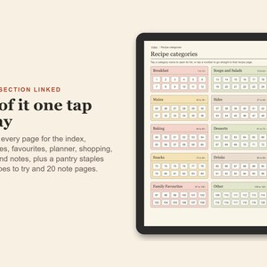 Digital Recipe Book, Undated Hyperlinked PDF Cookbook for Tablets, Meal Planner and Shopping List image 7