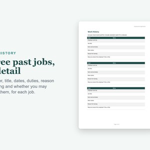 Plantilla de solicitud de empleo, formulario de solicitud de empleo editable en Word y PDF imprimible para contratación. imagen 3