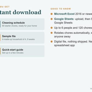 Cleaning Schedule Spreadsheet, Chore Chart for Adults with Chore Rotation and Weekly Tracker (Excel) image 5