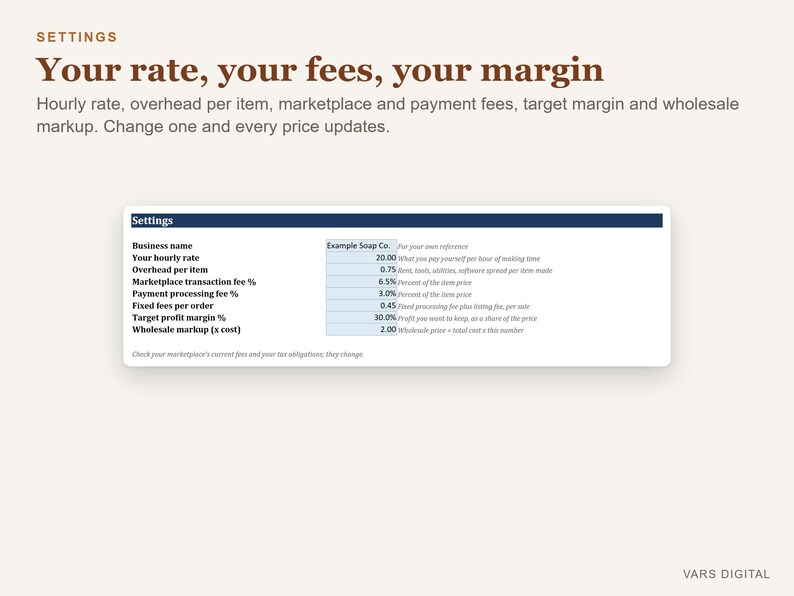 Soap Pricing Calculator Spreadsheet, Soap Making Cost Calculator Excel, Handmade Soap Business Pricing Template image 6