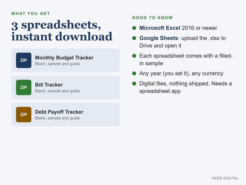 Monatsbudget-Tabellenkalkulationspaket, Rechnungsübersicht und Schuldenrückzahlungsplaner (Digitaler Download) Bild 6