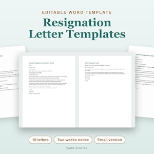 Resignation Letter Template, 10 Editable Word Letters: Two Weeks Notice, New Job, Email image 1