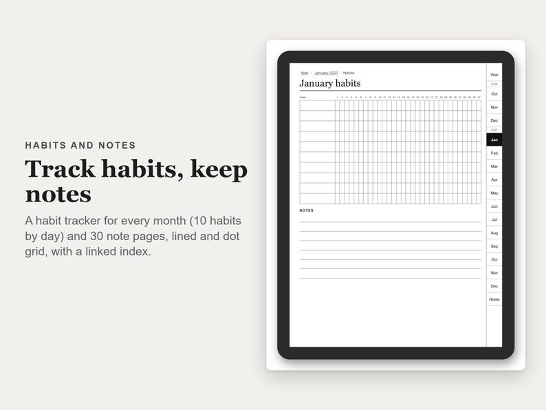 Digitale planner 2027, PDF met hyperlinks voor e-ink tablets (oktober 2026 - december 2027) afbeelding 6