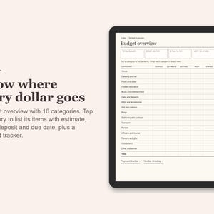 Digital Wedding Planner, Undated Hyperlinked PDF for Tablets, Budget, Guest List, Vendors, Checklist zdjęcie 3
