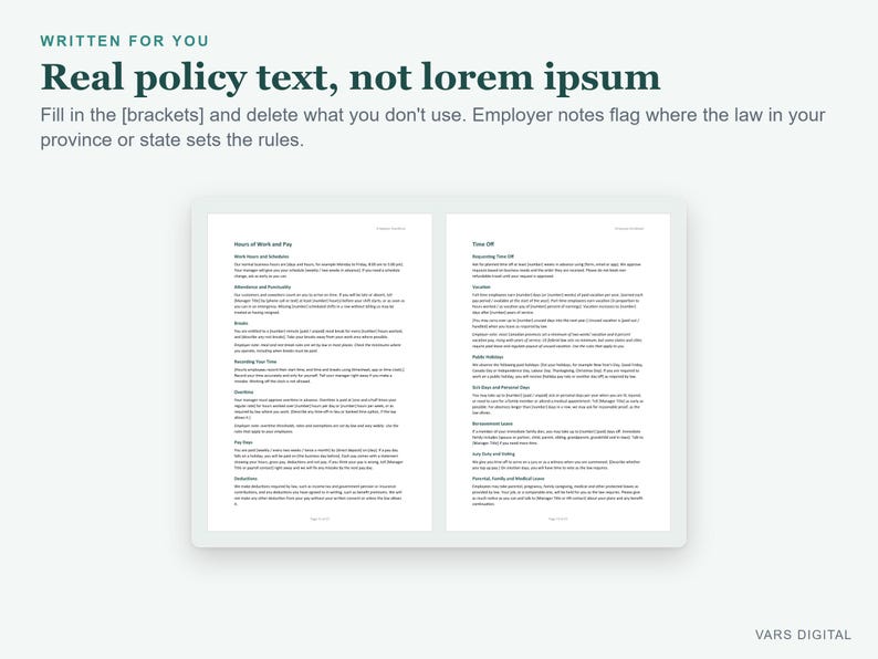 Mall för personalhandbok för småföretag, redigerbar Word-manual för HR-policy med onboardingformulär bild 4