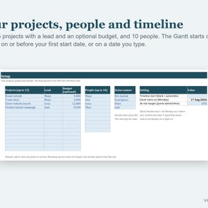 Feuille de calcul Excel de suivi de projet avec diagramme de Gantt, tableau de bord multi-projets (téléchargement numérique) image 5