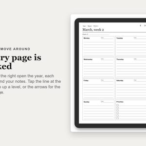 Undated Digital Planner, Hyperlinked PDF for E-Ink Tablets, Portrait, Daily Weekly Monthly, Habit Tracker image 3