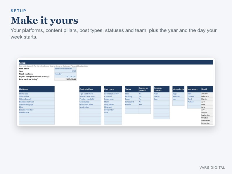 Social Media Content Calendar Spreadsheet, 2027 Planner with Analytics (Digital Download) Bild 5