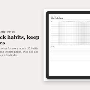 Undated Digital Planner, Hyperlinked PDF for E-Ink Tablets, Portrait, Daily Weekly Monthly, Habit Tracker image 6