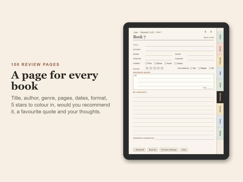 デジタル読書ジャーナル、日付なしハイパーリンク付きPDF（タブレット、本棚、100冊の書評用） 画像 4